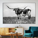 Texas Black White Highland Longhorn Cow Wall Art Canvas by MyGreatCanvas | Canvas Wall Art Prints | Photo Prints & Wall Decor