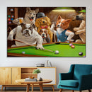 Dogs Playing Pool Canvas Wall Art Funny Gifts Dog Print