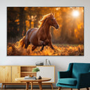 Running Horse Sunset Forest Wall Art Canvas Print