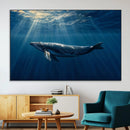 Whale under Ocean Wall Art Canvas Print