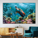 Sea Turtle and Coral Reef Triptych Wall Art – Vibrant