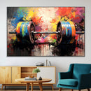 Weightlifting Barbell Art Triptych, Bold Abstract Fitness