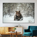 Grizzly Bear Wall Art – Framed Snowy Forest Canvas Artwork, by MyGreatCanvas | Canvas Wall Art Prints | Photo Prints & Wall Decor