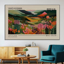 Yayoi Kusama Landscape Canvas Print, Vibrant Floral Mountain