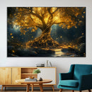 Golden Tree of Life Canvas Wall Art Print - Majestic Glowing