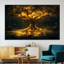 Golden Tree of Life Canvas Wall Art Print - Majestic Glowing