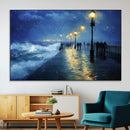 Abstract Stormy Ocean Pier Canvas Wall Art Print | Stormy