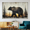 Vintage Bear Wall Art Canvas Print for Farmhouse - Mountain