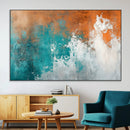 Vintage Abstract Print - Bold Teal and Orange Canvas Wall
