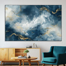 Large Abstract Print - Luxe Blue and Gold Abstract Canvas