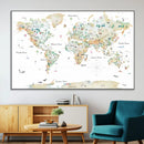 Animal World Map for Kids Room Decor