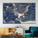 Large Abstract Blue and Gold Canvas Wall Art Fluid Ink