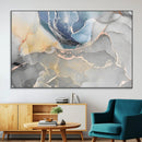 Large Abstract Blue and Gold Canvas Wall Art | Fluid Ink