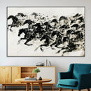 Abstract Horse Wall Art Canvas Print - Dynamic Black Ink