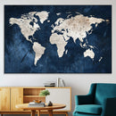 Vintage World Map Canvas Wall Art - Framed Map Print for