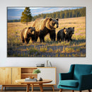 Grizzly Bear Family Wall Art Canvas Print – Majestic