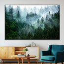 Misty Forest Wall Art Canvas Print – Framed Foggy Mountain