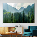 Misty Forest Mountain Wall Art Canvas Print – Framed Serene