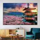 Mount Fuji Cherry Blossom Wall Art Canvas Print – Framed