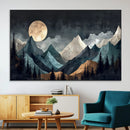 Moonlit Mountain Wall Art Canvas Print – Silhouetted Pines