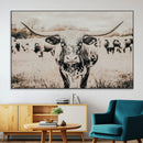 Texas Longhorn Wall Art Canvas Print – Framed Speckled Bull