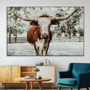 Texas Longhorn Wall Art Canvas Print – Framed Spotted Bull