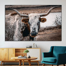 Texas Longhorn Wall Art Canvas Print – Framed Spotted Bull