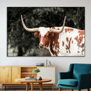 Texas Longhorn Wall Art Canvas Print – Framed Spotted Bull