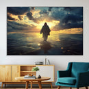 Jesus Walks Wall Art Canvas Print Framed Divine Sunset Art