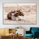 Texas Longhorn Wall Art Canvas Print – Framed Resting Bull by MyGreatCanvas | Canvas Wall Art Prints | Photo Prints & Wall Decor
