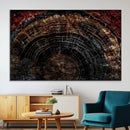 Dark Wood Ring Wall Art Canvas Print – Framed Abstract Tree