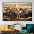 Wood Mountain Wall Art Canvas Print – Framed Boho Abstract