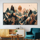 Wood Mountain Landscape Wall Art Canvas Print – Framed