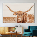 Longhorn Bull Wall Art Canvas Print – Framed Western Cow