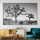 Joshua Tree Wall Art Canvas Print – Framed Monochrome Desert