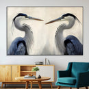 Blue Heron Pair Wall Art Canvas Print – Framed Coastal Bird