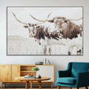 Longhorn Wall Art Canvas Print – Framed Western Cow Rustic