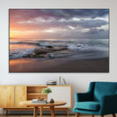 Golden Hour Wall Art Canvas Print – Framed Tranquil Waves