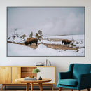 Bison Wildlife Wall Art Canvas Print – Framed Snowy Prairie