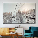Frosty Pines Wall Art Canvas Print – Framed Cozy Cabin Ski