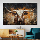 Abstract Longhorn Bull Wall Art Canvas Print – Vintage by MyGreatCanvas | Canvas Wall Art Prints | Photo Prints & Wall Decor