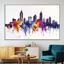 Atlanta Skyline Wall Art Canvas Print – Framed Colorful