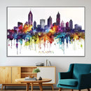 Atlanta Skyline Wall Art Canvas Print – Framed Colorful