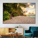 Tropical beach sunset, palm trees, white sand, ocean waves, by MyGreatCanvas | Canvas Wall Art Prints | Photo Prints & Wall Decor