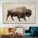 Snow-dusted bison silhouette textured vintage style rugged by MyGreatCanvas | Canvas Wall Art Prints | Photo Prints & Wall Decor