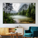Misty Lake Forest Green Trees Calm Water Reflection Mountain by MyGreatCanvas | Canvas Wall Art Prints | Photo Prints & Wall Decor