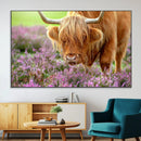 Highland Cow Wall Art Canvas Print – Framed Purple Flowers by MyGreatCanvas | Canvas Wall Art Prints | Photo Prints & Wall Decor