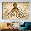 Sepia Octopus Wall Art Abstract Animal Canvas Print