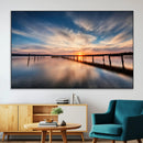 Wooden Pier on Seascape and Sunset Wall Art Canvas Print by MyGreatCanvas | Canvas Wall Art Prints | Photo Prints & Wall Decor