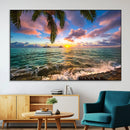 Framed Tropical Sunset Art Canvas Print